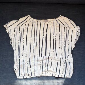 Oliver Bonas Striped White and Navy Women's Top